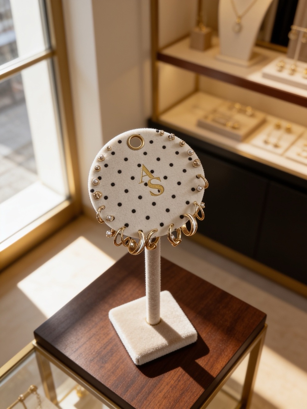 Altar'd State White & Gold Polka Dot Earring Stand
